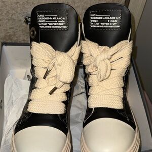 Stylish Black and White High-Top Sneakers